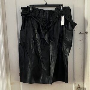 Time and Tru Black Midi Skirt with Tie Detail